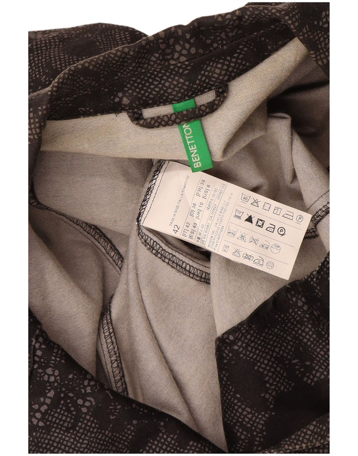 Damska marynarka Benetton zapinana na 1 guzik UK 10, mała, czarna, z bawełny w kwiaty