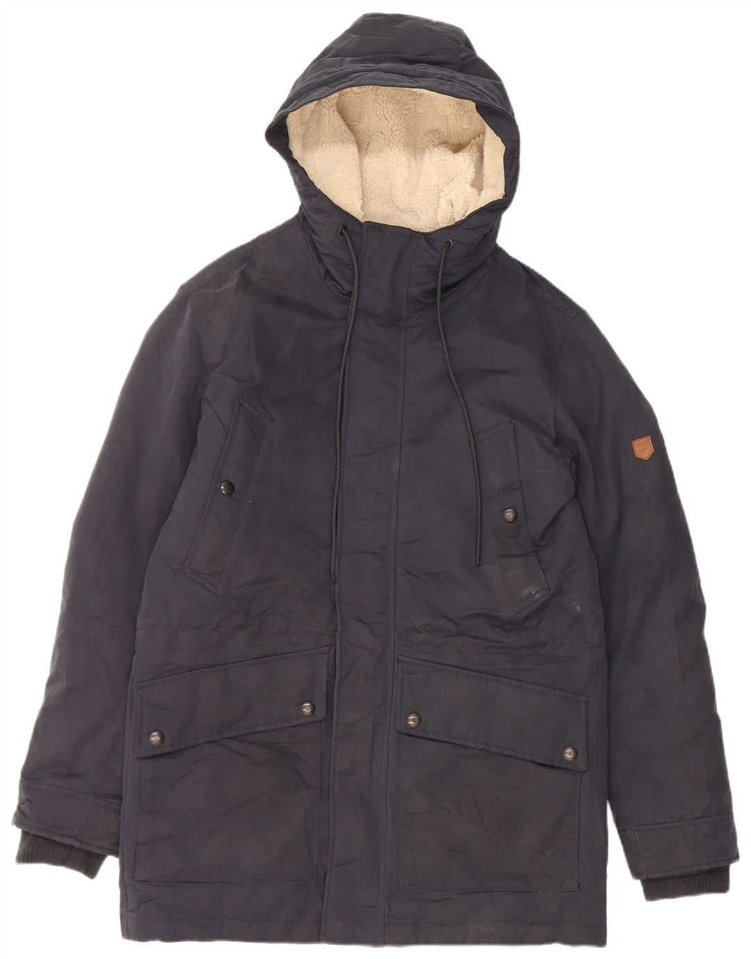 Męska kurtka parka z kapturem Jack & Jones UK 36, mała, granatowa, poliester