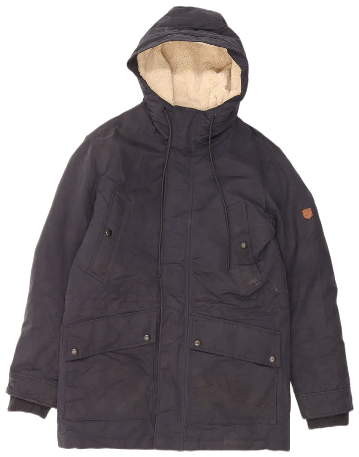 Męska kurtka parka z kapturem Jack & Jones UK 36, mała, granatowa, poliester