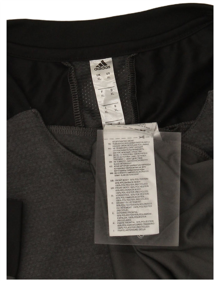 Adidas Męska koszulka Top XL Szary poliester z blokami kolorów