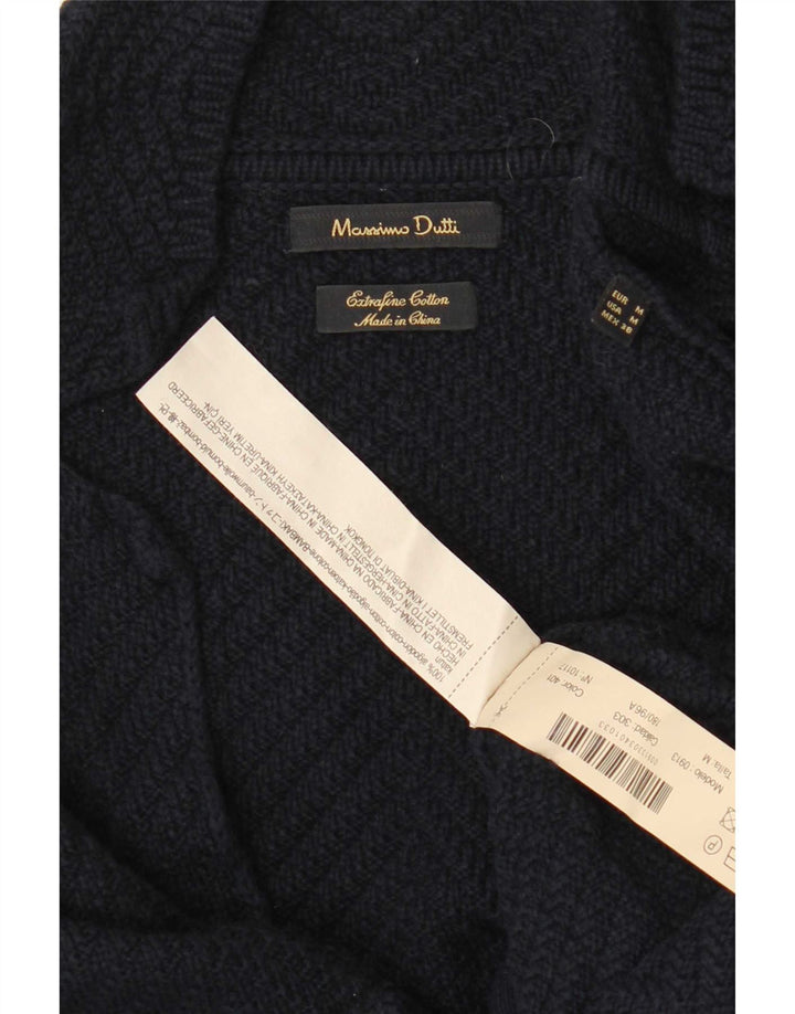 Męski sweter rozpinany Massimo Dutti, średni granatowy, bawełniany