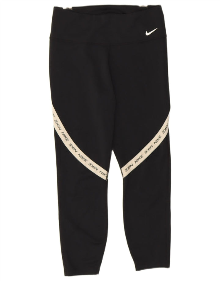 Damskie legginsy NIKE Dri Fit Graphic Capri UK 12, średni czarny, blok kolorów