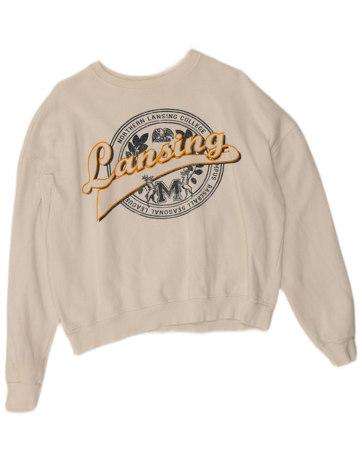 Damska bluza oversize Zara z grafiką UK 10, mała, biała
