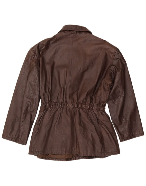 Vintage Womens Leather Jacket UK 20 2XL Brown