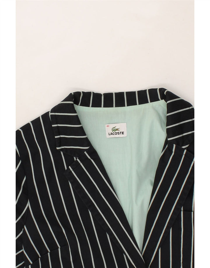 LACOSTE Womens 2 Button Blazer Jacket Size 40 Medium Black Striped Cotton Vintage Lacoste and Second-Hand Lacoste from Messina Hembry 