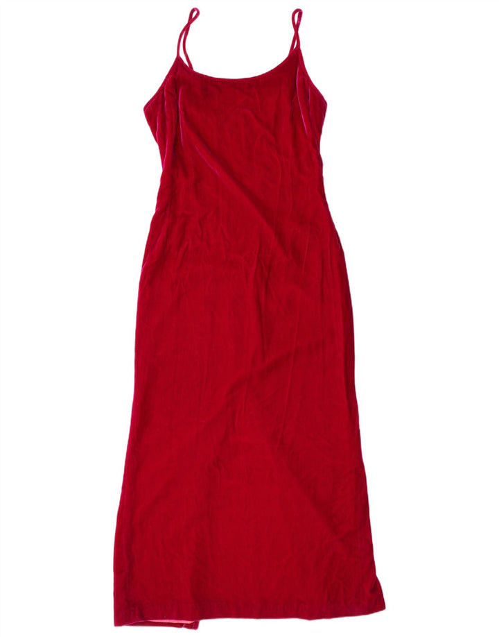 RICHARD LEWIS Damska welurowa sukienka maxi bez rękawów UK 12 średni róż