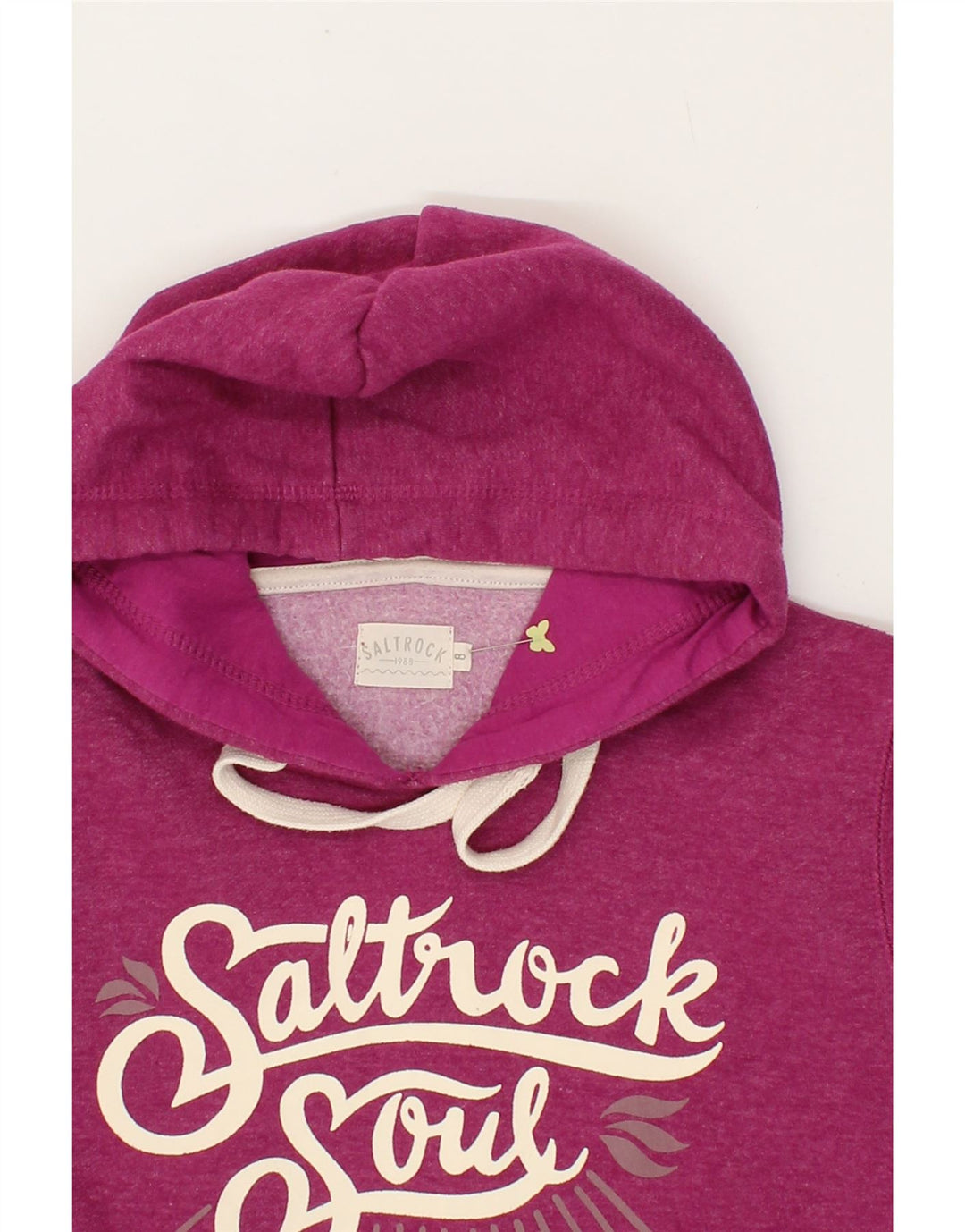 SALTROCK Womens Oversized Graphic Hoodie Jumper UK 8 Small Pink Polyester Vintage Saltrock and Second-Hand Saltrock from Messina Hembry 