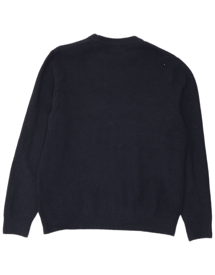 Marks & Spencer Męski sweter z okrągłym dekoltem, duży, granatowy, akrylowy