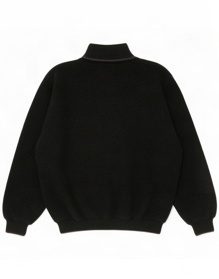 Męski sweter z golfem w stylu vintage, średnio zielony