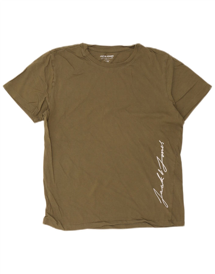 Męska koszulka z grafiką Jack & Jones, średnia, bawełniana khaki