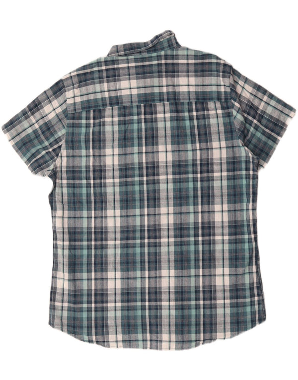 M&CO Męska koszula z krótkim rękawem XL, niebieska kratka, bawełniana