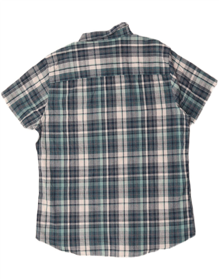 M&CO Męska koszula z krótkim rękawem XL, niebieska kratka, bawełniana