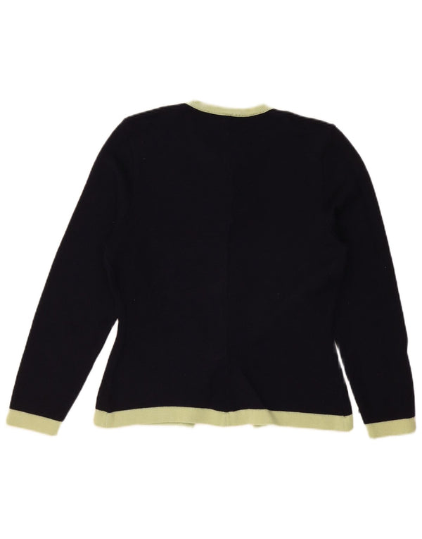Sweter damski oversize w stylu vintage, UK 10, mały, granatowy, blok kolorów