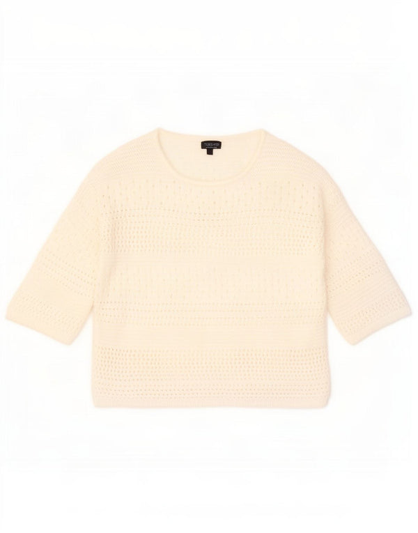 Topshop Damski sweter z rękawem 3/4 i dekoltem w łódkę UK 16, duży w kolorze złamanej bieli
