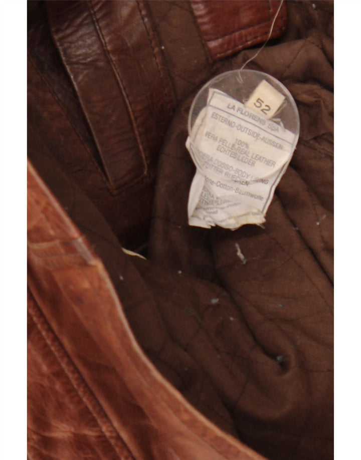 Vintage męska kurtka skórzana IT 52 XL brązowa skóra