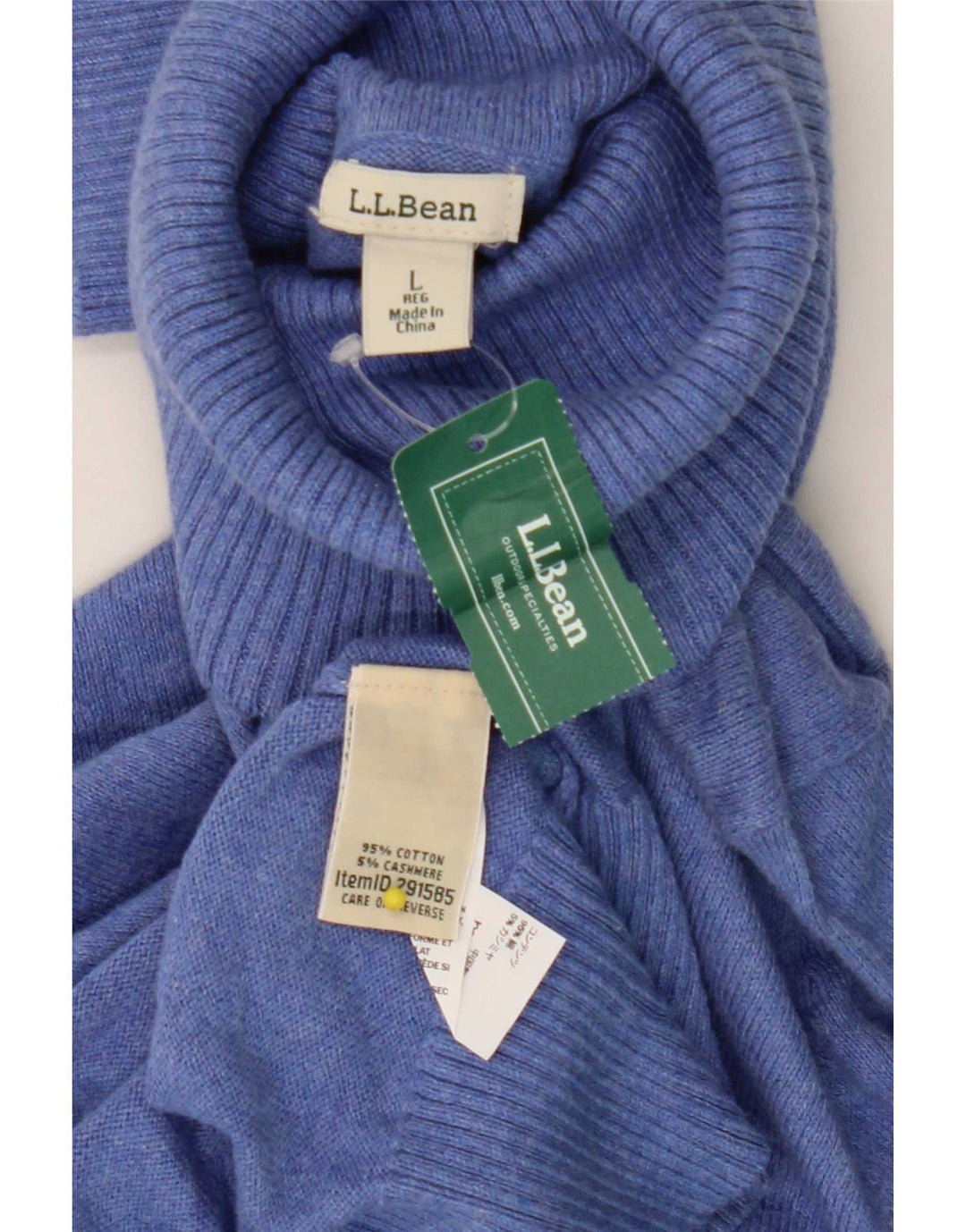 L.L.Bean Męski sweter z golfem, duży, niebieski, bawełniany