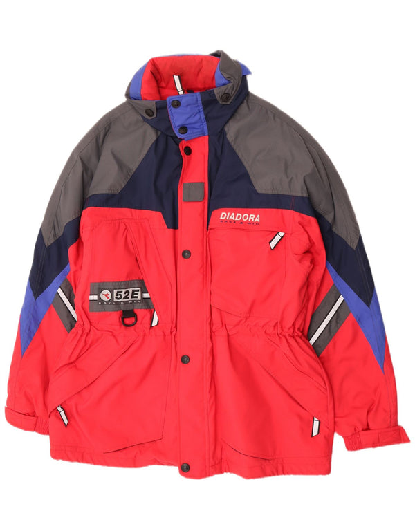 Diadora Mens Graphic Ski Jacket UK 42 XL Red Colourblock Polyester