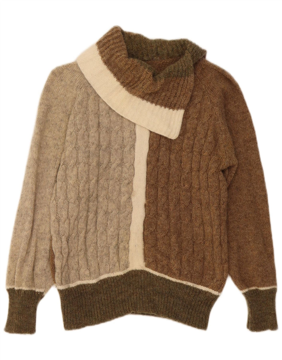 Sweter damski VINTAGE z szalowym dekoltem UK 12, średni, wielokolorowy