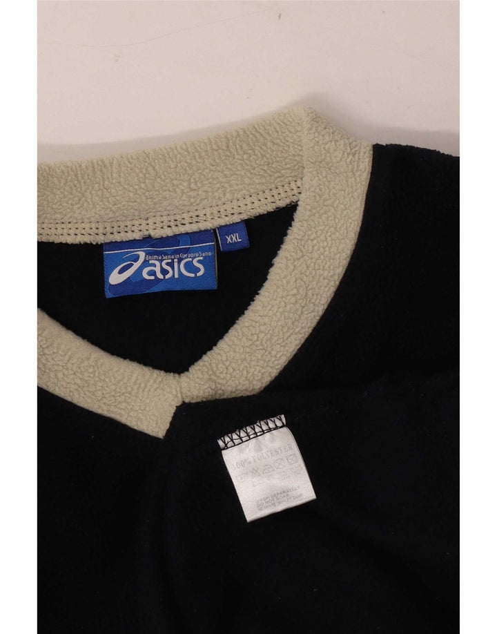 Męski sweter polarowy Asics 2XL, granatowy, poliester z blokami kolorów