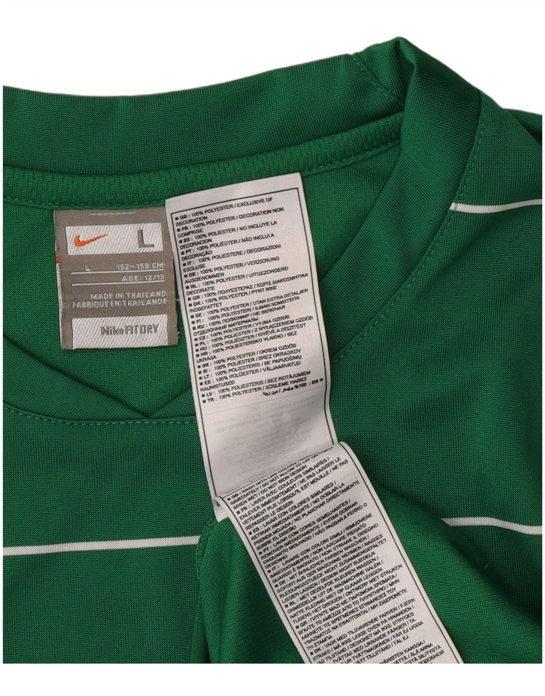 Chłopięcy T-shirt z grafiką Nike na 12-13 lat, duży, zielony, poliestrowy w paski