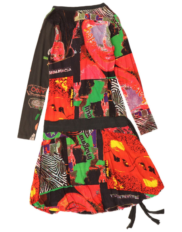 Desigual damska graficzna sukienka z obniżoną talią UK 10, mała, wielobarwna
