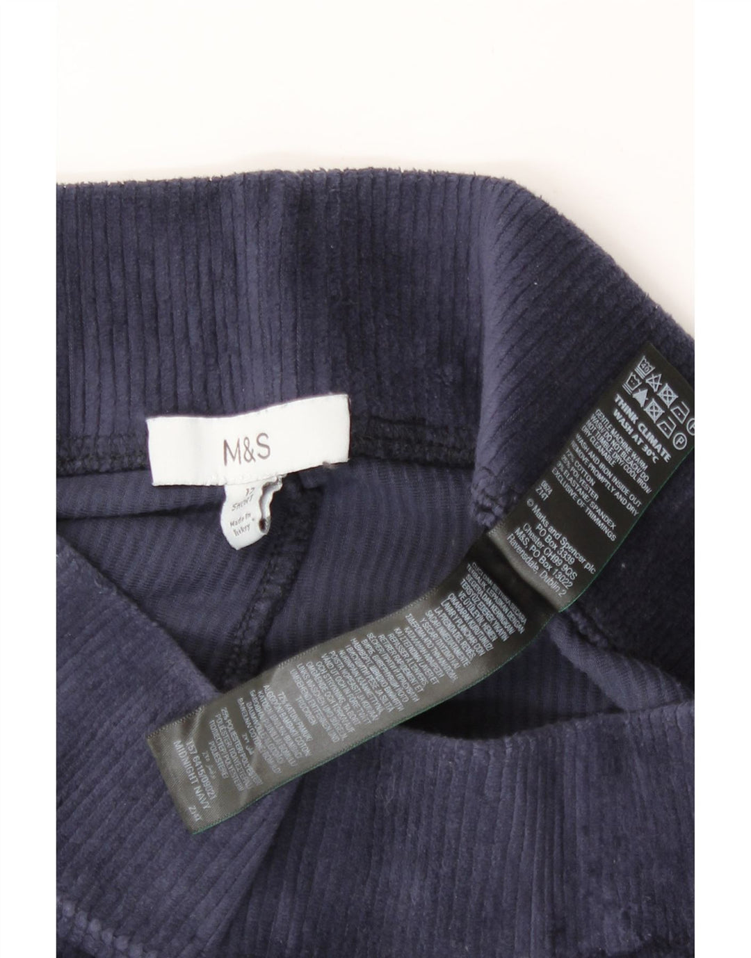 Legginsy damskie Marks & Spencer welurowe UK 12, średnie, granatowe, bawełniane