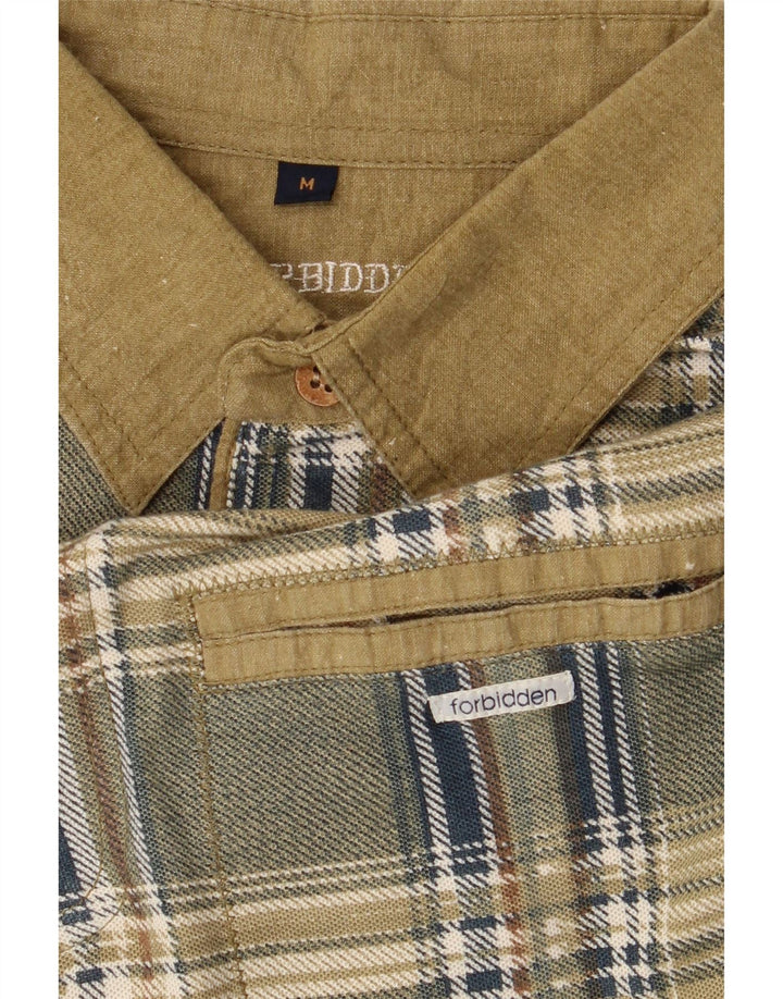 VINTAGE Mens Short Sleeve Pullover Shirt Medium Khaki Plaid Vintage Vintage and Second-Hand Vintage from Messina Hembry 