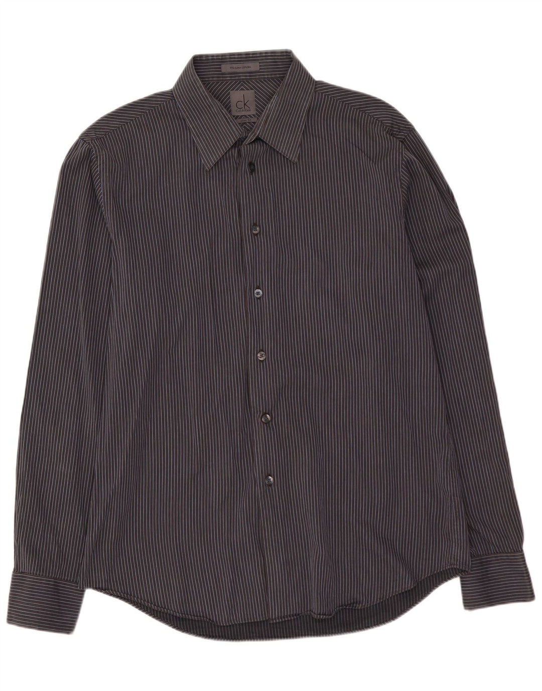 Koszula męska CALVIN KLEIN o dopasowanym kroju, rozmiar 41 16, duża, bawełniana w szare paski