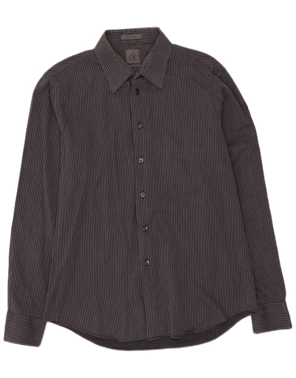 Koszula męska CALVIN KLEIN o dopasowanym kroju, rozmiar 41 16, duża, bawełniana w szare paski