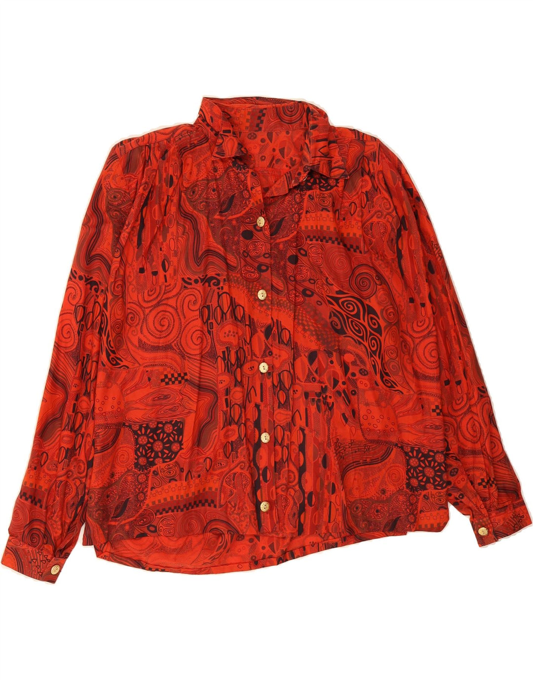 VINTAGE Womens Abstract Pattern Oversized Shirt Blouse UK 18 2XL Red Vintage Vintage and Second-Hand Vintage from Messina Hembry 