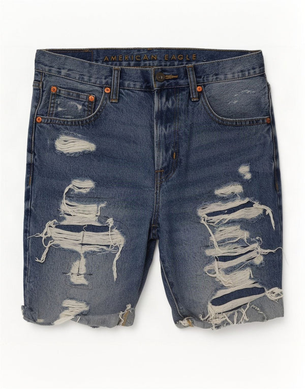 Męskie spodenki jeansowe American Eagle w trudnej sytuacji W31 Średnioniebieskie bawełniane