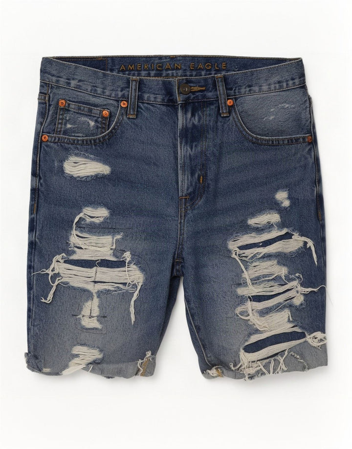 Męskie spodenki jeansowe American Eagle w trudnej sytuacji W31 Średnioniebieskie bawełniane