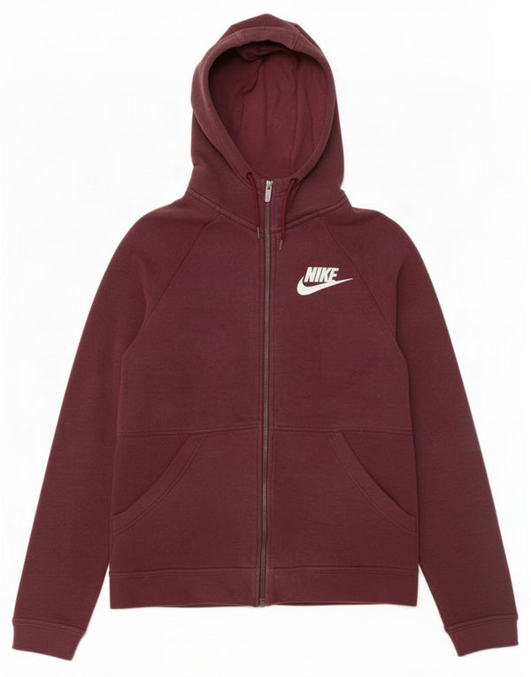 Damski sweter oversize z kapturem i zamkiem błyskawicznym Nike UK 6 XS, bordowa bawełna