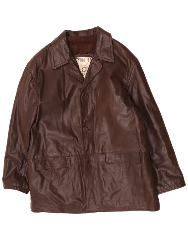 Vintage męska kurtka skórzana IT 54 2XL brązowa