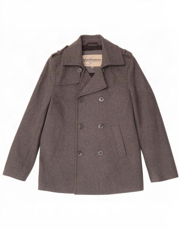 John Rocha Mens Pea Coat UK 38 Medium Grey Wool