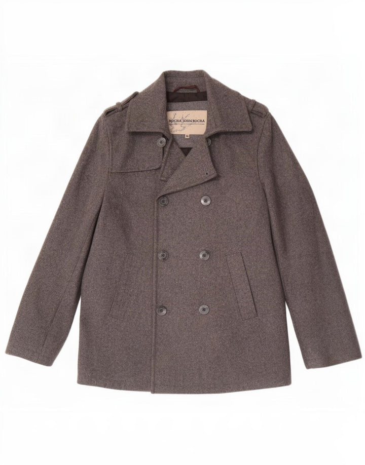 Płaszcz męski John Rocha Pea Coat UK 38 Średni szary wełniany