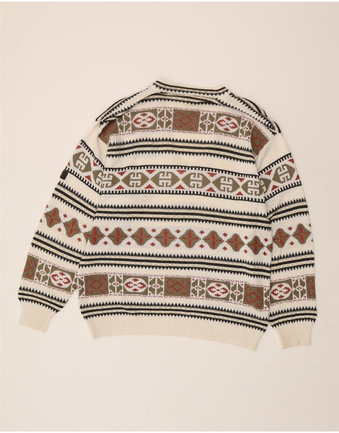 Męski sweter Maremma z dekoltem w szpic IT 52, duży, wielokolorowy Fair Isle