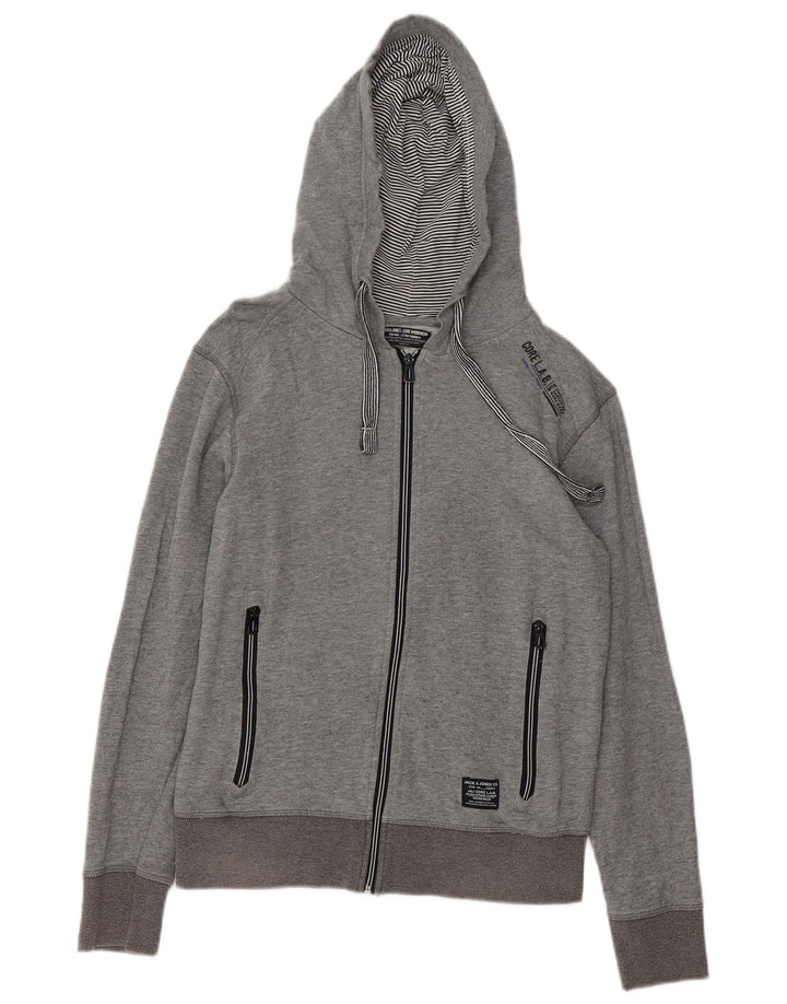 Męski sweter JACK & JONES z grafiką i zamkiem błyskawicznym, mały, szary, nakrapiany