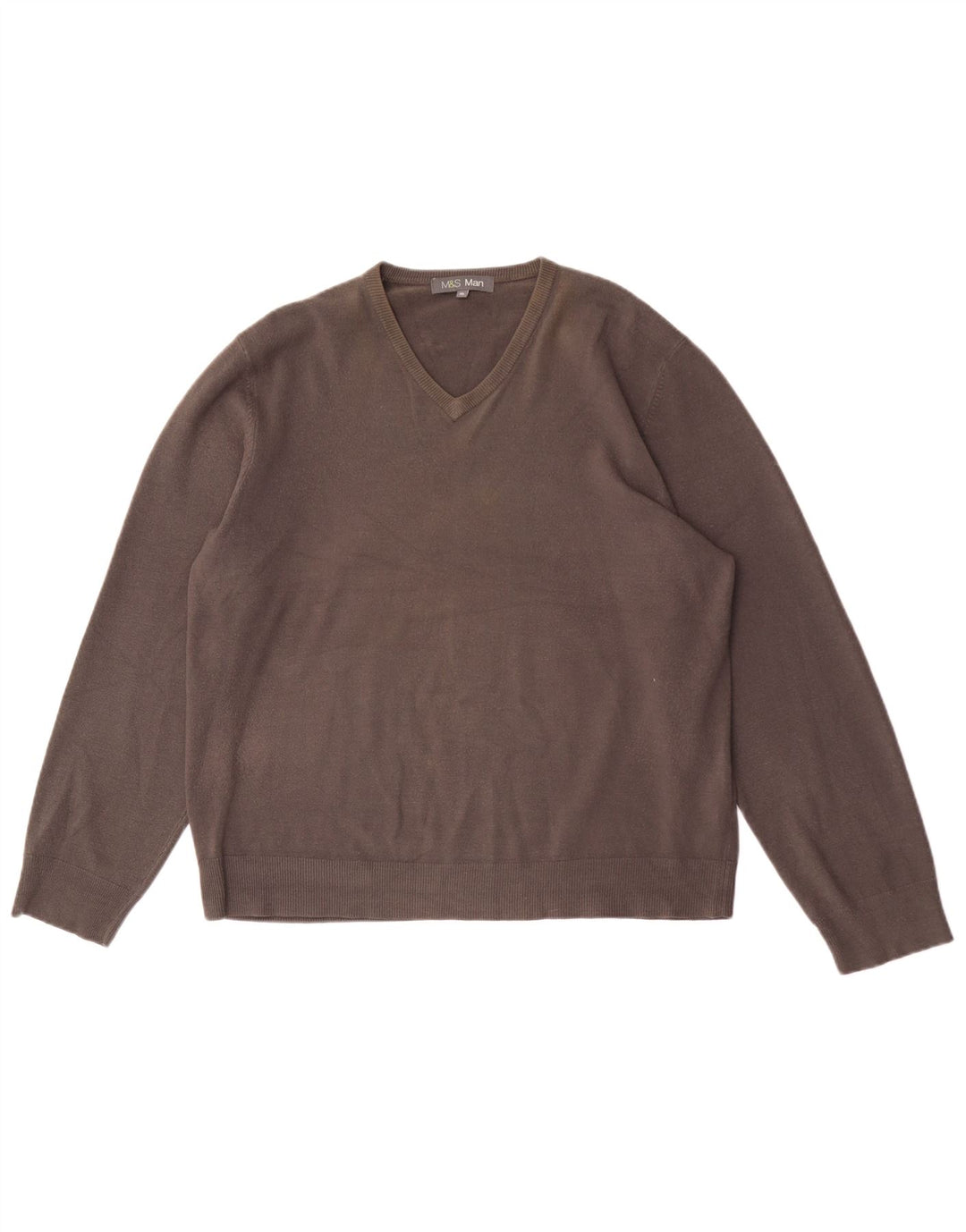 MARKS & SPENCER Męski sweter z dekoltem w kształcie litery V XL, szary akryl