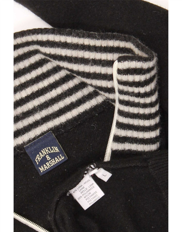 Męski sweter z grafiką Franklin & Marshall, duży, wełniany w czarne paski