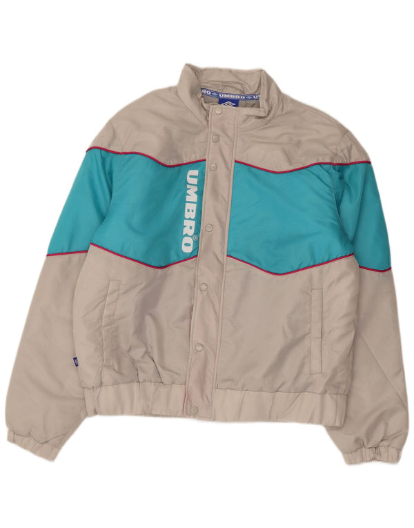 Męska wyściełana kurtka UMBRO Graphic UK 40, duży, szary nylon z blokami kolorów