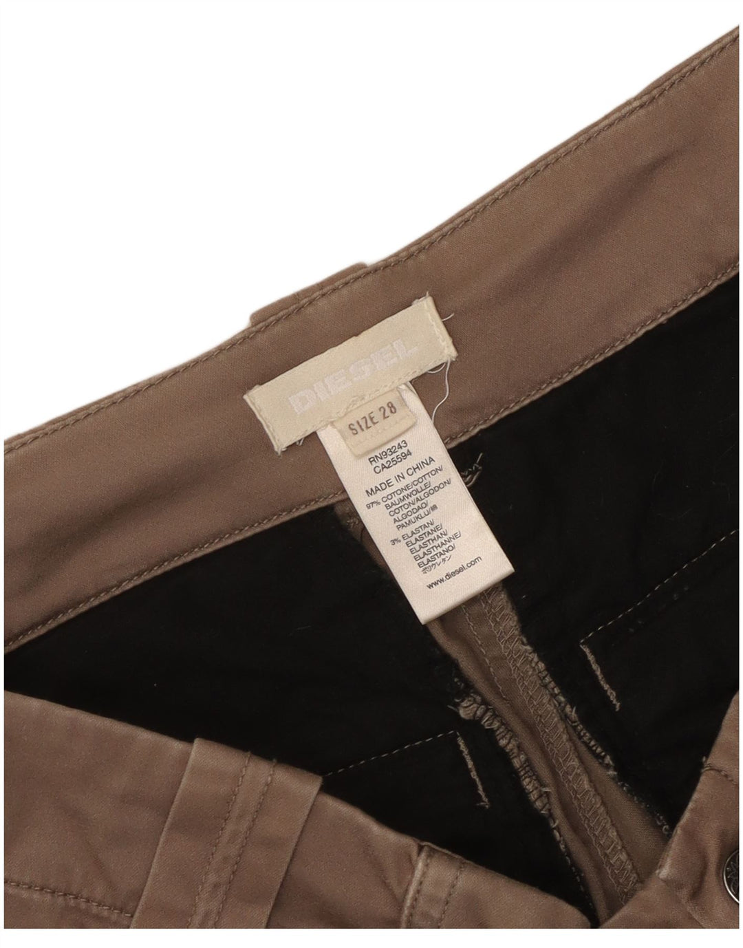 Spodnie damskie Diesel Slim Cargo W28 L33 Brązowa bawełna