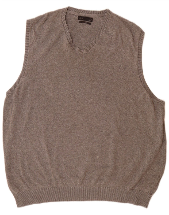 Marks & Spencer Męski podkoszulek bez rękawów, 2XL, szary, bawełniany