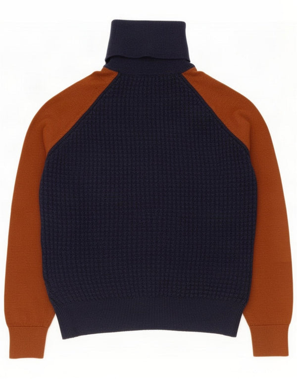 Cos Womens Roll Neck Jumper Sweater UK 10 Small Navy Blue Colourblock