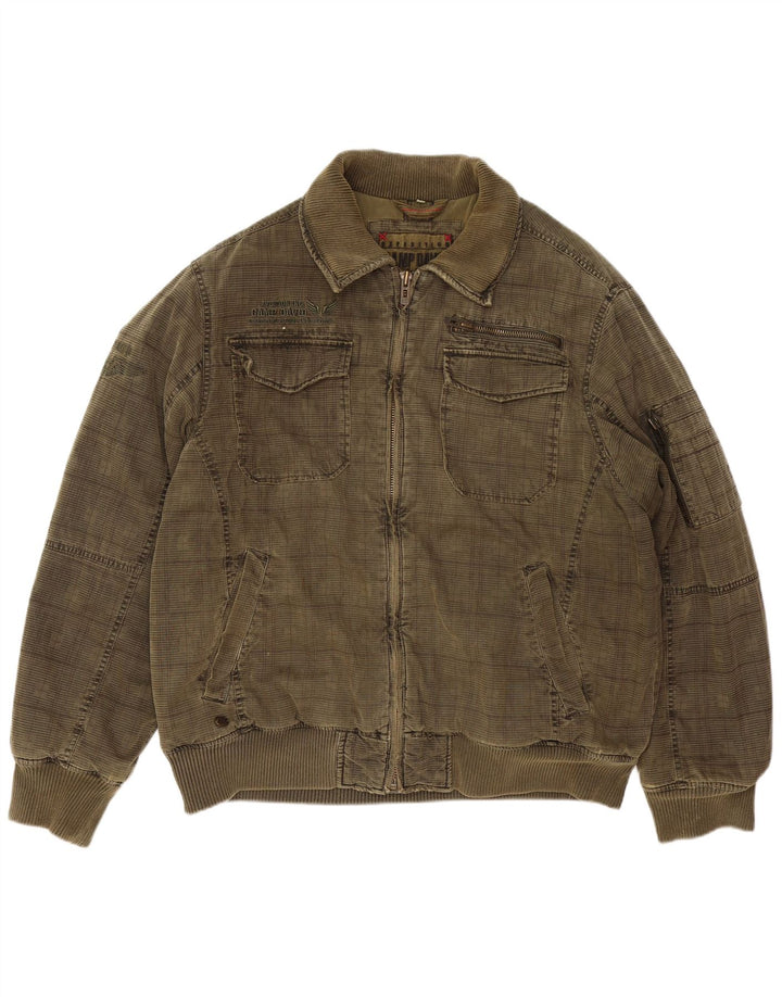 Męska kurtka bomberka CAMP DAVID UK 44 2XL Khaki w kratkę