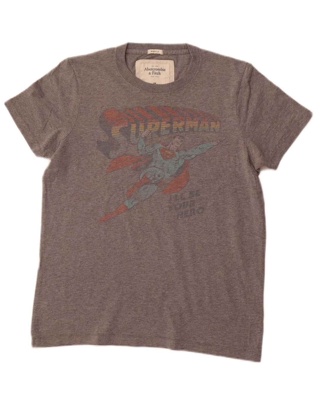 Męski T-shirt z grafiką ABERCROMBIE & FITCH Top, średnioszary, bawełniany