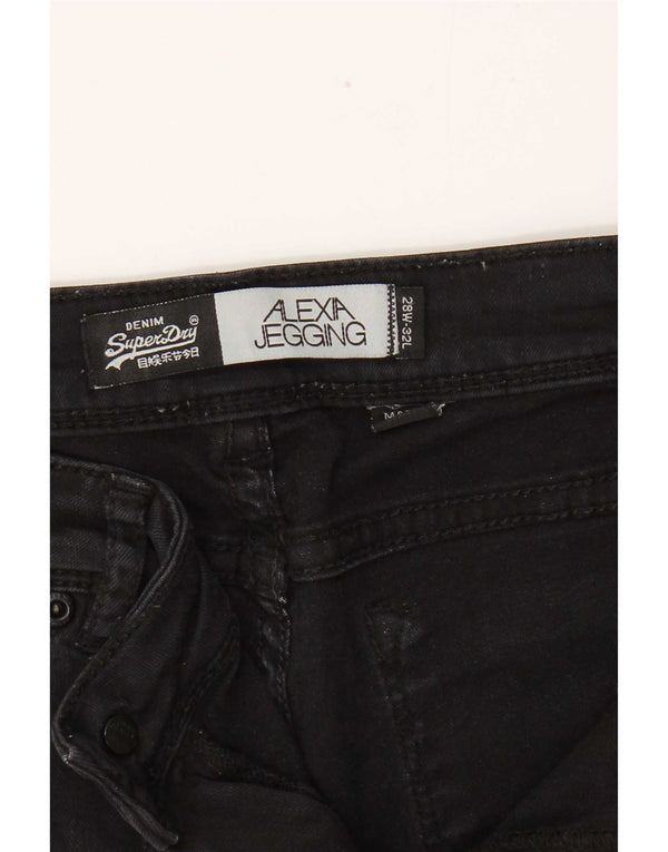 Damskie jeansy Superdry Alexa Jegging W28 L32, czarne, bawełniane
