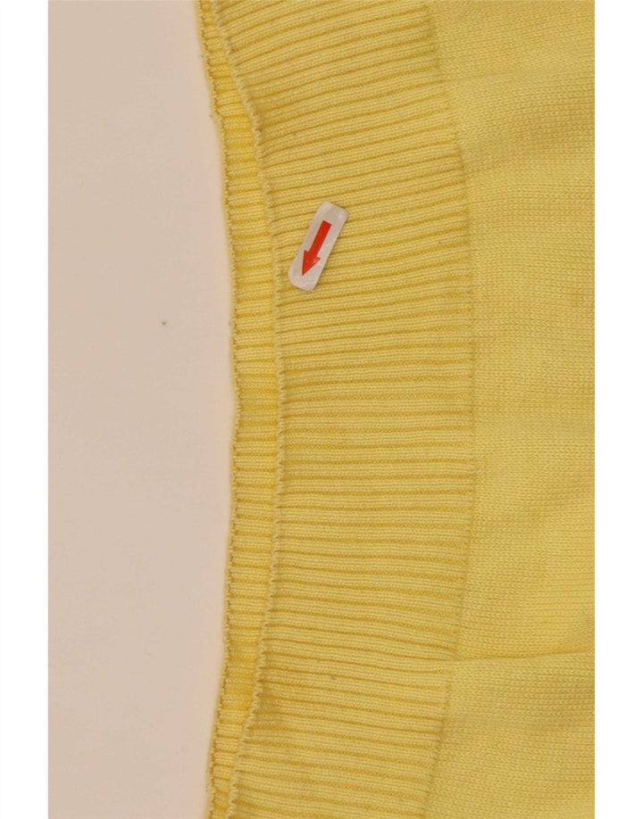Vintage męski sweter zapinany na guziki, średniożółty, bawełniany blok kolorów