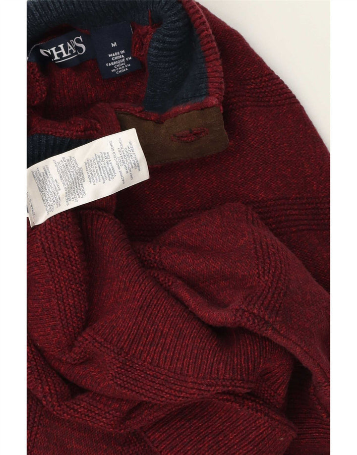 Męski sweter zapinany na guziki Chaps, bawełniany w średnie bordowe paski