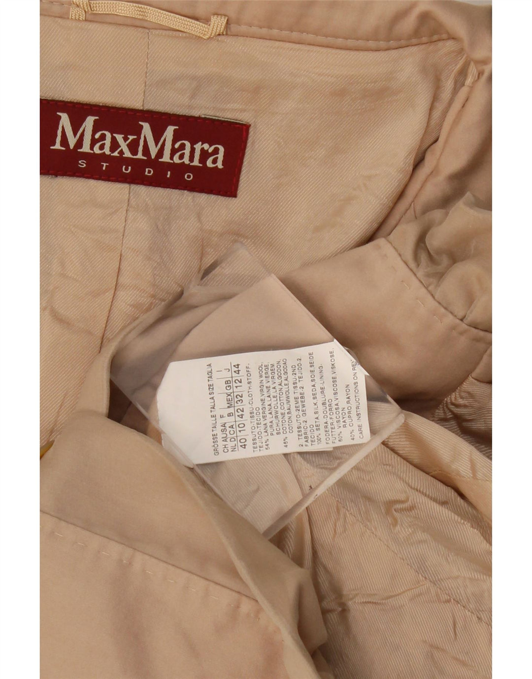 Damska marynarka Max Mara zapinana na 3 guziki, UK 12, średnia beżowa wełna